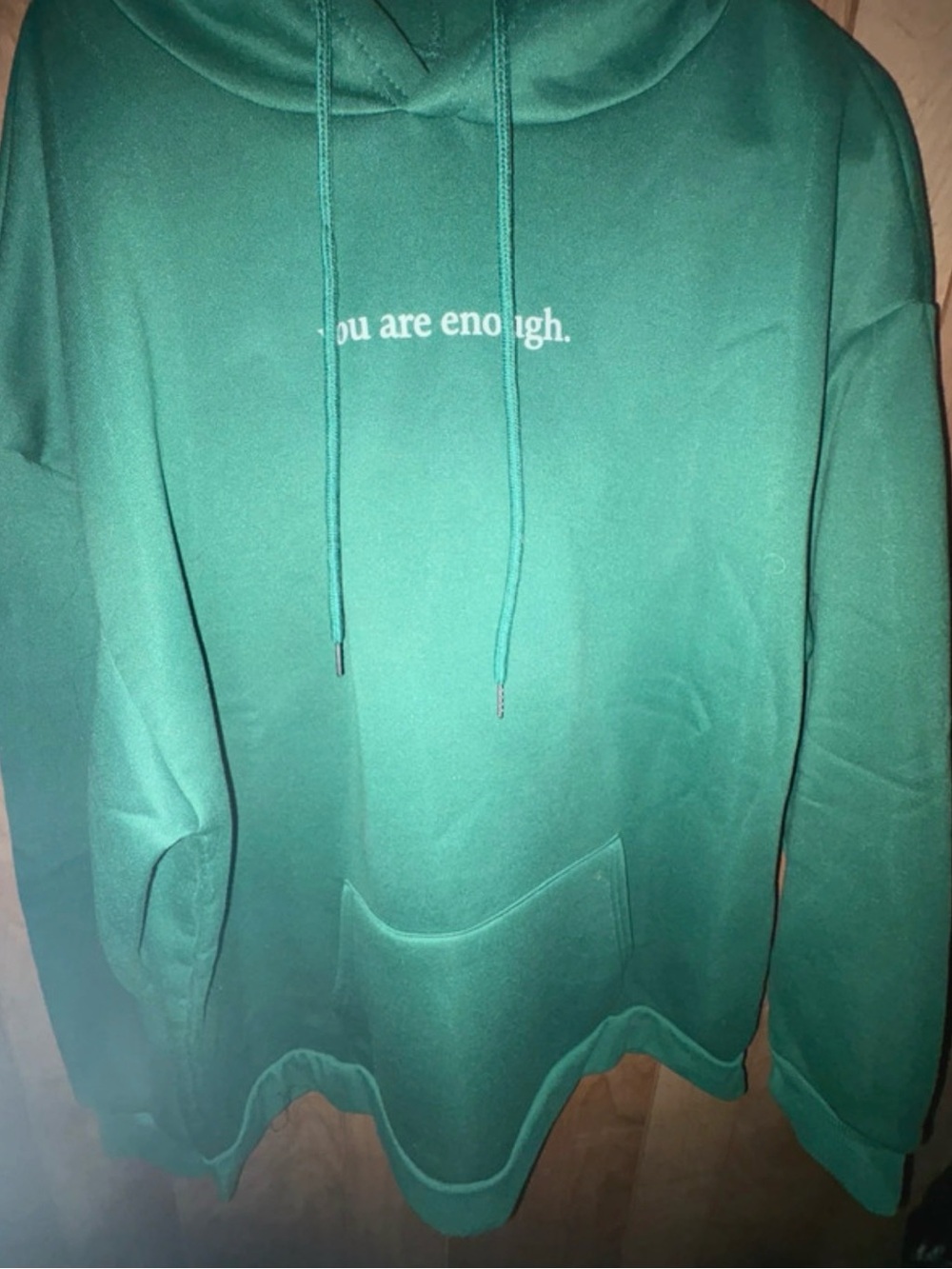 You Are Enough Green Pullover Hoodie - Women. Size XL.